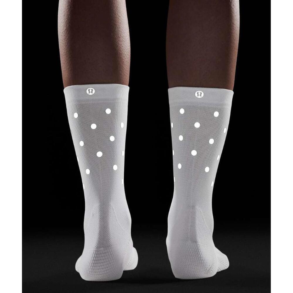NWT Lululemon Womens Power Stride Crew Socks *Dot Reflective Size L